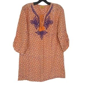 Roberta Roller Rabbit Orange Silk Tunic SIZE XSMALL